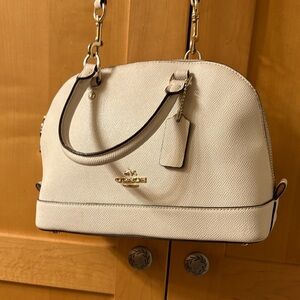 Coach Ivory Satchel with Gold Details
